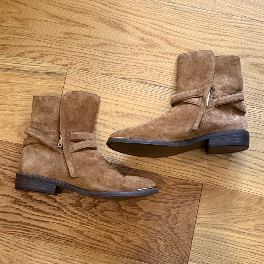 *UGG Kelby Harness Suede Ankle Boots Booties Brown Size 7